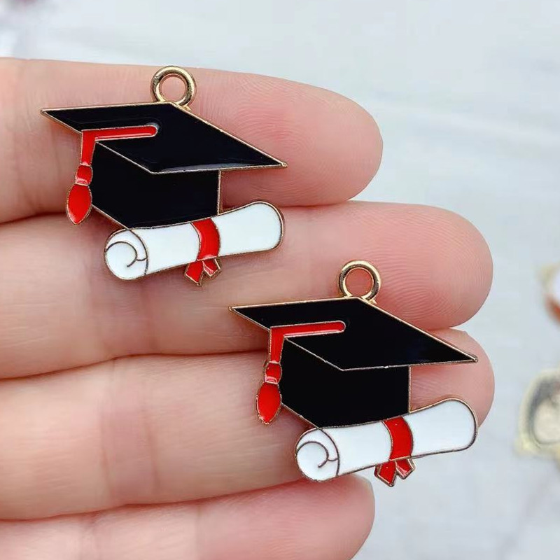 10db 11x26mm-es zománcozott doktori kalap varázs ékszerkészítéshez fülbevaló medál karkötő nyaklánc kiegészítők barkács kézműves kellékek