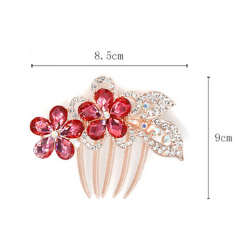 Нова мода Цветни гребени за коса с кристали Дамски ретро блестящи цветя Имитация на кристални фиби за коса Аксесоари за коса