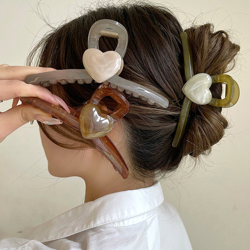 Nova kopča s kandžama za žene Cvjetno srce Držač za kosu s kandžama za konjski rep Ukosnice za kosu Veliki stražnji dio glave kopča za morskog psa Modni dodaci za kosu