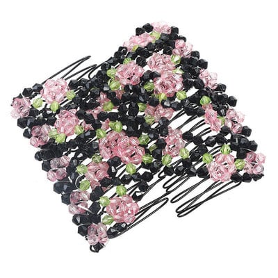 Női divat Rugalmas hajfésű Magic Retro fejpánt Szimulált gyöngyök Hajcsatok Hajtűk Kétsoros fésűs Barrette Tartozék