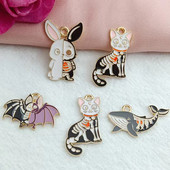 10 buc. Fermec din aliaj Seria de animale de Halloween Craniu Pisică Liliac Rechin pandantiv cercei bricolaj breloc colier brăţară bijuterii accesorii