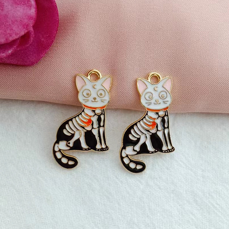 10 buc. Fermec din aliaj Seria de animale de Halloween Craniu Pisică Liliac Rechin pandantiv cercei bricolaj breloc colier brăţară bijuterii accesorii