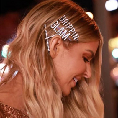 StoneFans καρφίτσες για τα μαλλιά με στρας Letter Barrettes DRIPPIN FEELINGS για γυναίκες Crystal Hair Clip Wedding Party Hair Jewelry Δώρο