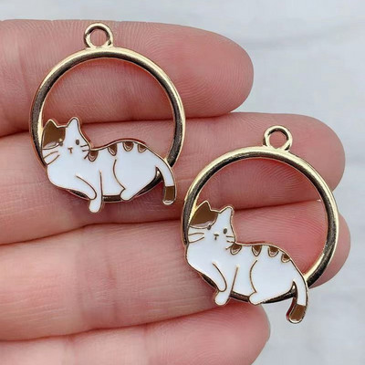 10 komada emajliranih privjesaka Slatke crtane mačke privjesci Životinjski emajl Zlatne boje Metalni privjesci DIY Ogrlice Narukvice Izrada nakita