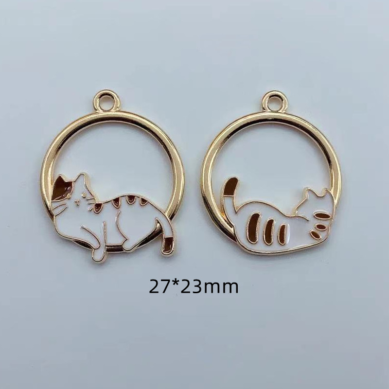 10 komada emajliranih privjesaka Slatke crtane mačke privjesci Životinjski emajl Zlatne boje Metalni privjesci DIY Ogrlice Narukvice Izrada nakita