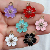 10 vnt 17*21mm Mieli emaliuoti gėlių pakabukai papuošalams gaminti Mieli sakurų pakabukai, karoliai, raktų pakabukas, pasidaryk pats, gaminimo priedai