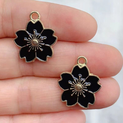 10 vnt 17*21mm Mieli emaliuoti gėlių pakabukai papuošalams gaminti Mieli sakurų pakabukai, karoliai, raktų pakabukas, pasidaryk pats, gaminimo priedai