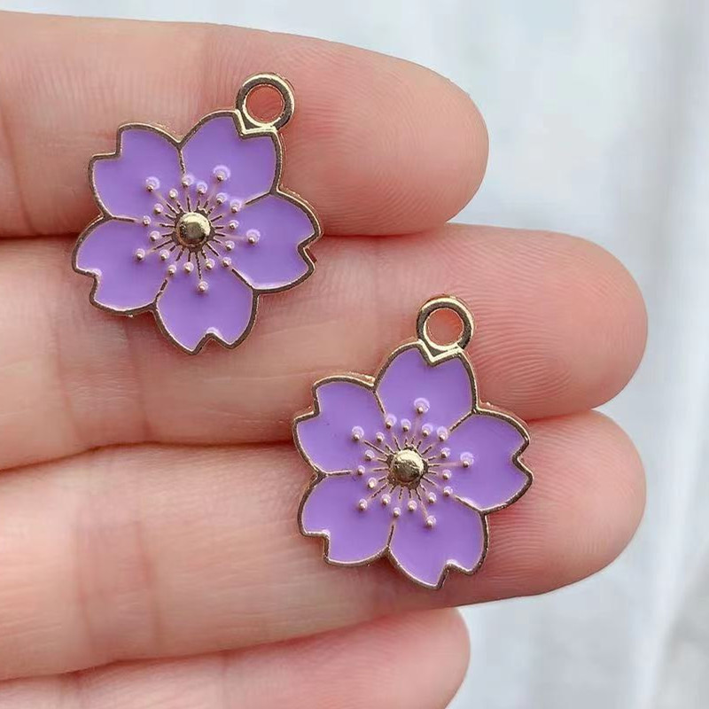 10 vnt 17*21mm Mieli emaliuoti gėlių pakabukai papuošalams gaminti Mieli sakurų pakabukai, karoliai, raktų pakabukas, pasidaryk pats, gaminimo priedai