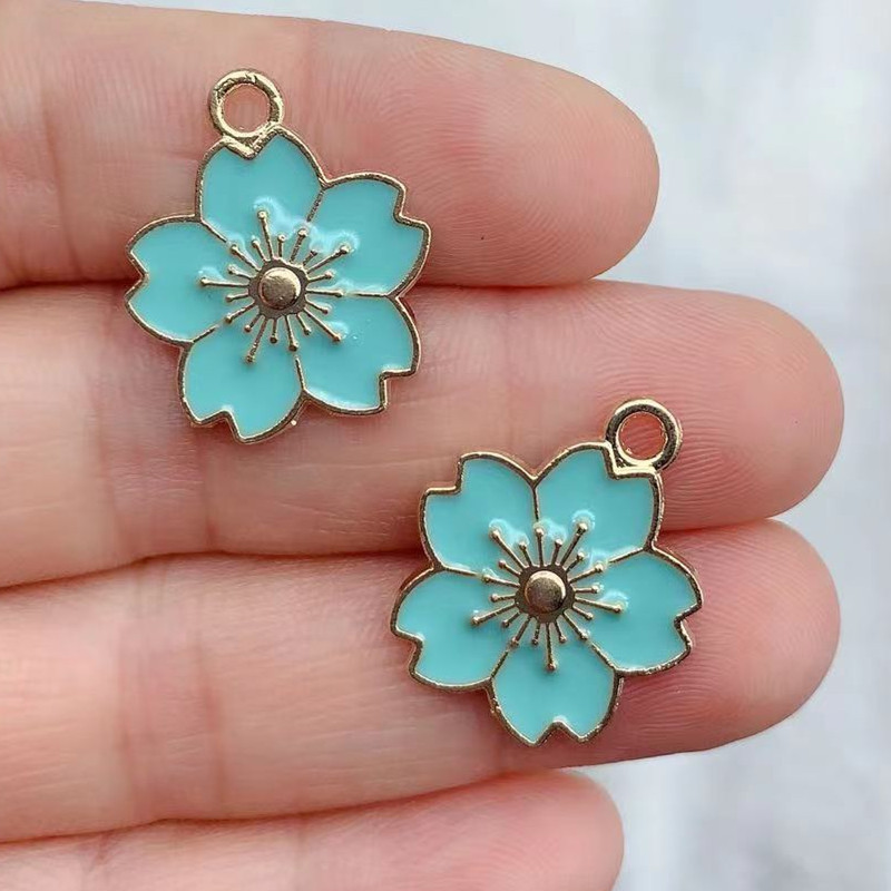 10 vnt 17*21mm Mieli emaliuoti gėlių pakabukai papuošalams gaminti Mieli sakurų pakabukai, karoliai, raktų pakabukas, pasidaryk pats, gaminimo priedai