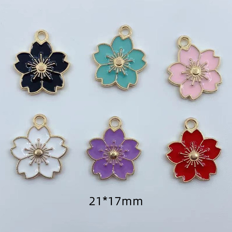10 vnt 17*21mm Mieli emaliuoti gėlių pakabukai papuošalams gaminti Mieli sakurų pakabukai, karoliai, raktų pakabukas, pasidaryk pats, gaminimo priedai