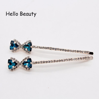 1 pora Naujo dizaino Korėjos plaukų apranga Moteriški plaukų aksesuarai Purpuriniai Kalnų krištoliniai plaukai Barrette Madingi mėlyni plaukų segtukai su kristalais