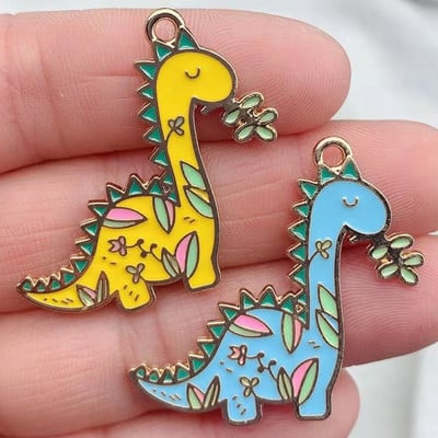 10db Zománc rajzfilm Lovely Dinoszaurusz Zománc Fém Bűbáj Fülbevaló Karkötő Barkács nyaklánc Ékszer készítés