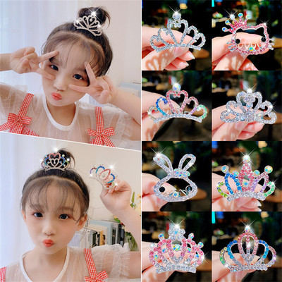Új Gyermek Tiaras Koronák Kicsi Gyerek Lányok Strasszos Kristály Korona Szív Hercegnő Party Kiegészítők Haj Ékszerek Díszek