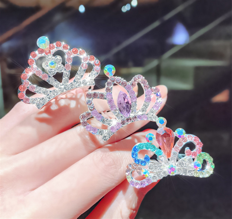 Új Gyermek Tiaras Koronák Kicsi Gyerek Lányok Strasszos Kristály Korona Szív Hercegnő Party Kiegészítők Haj Ékszerek Díszek