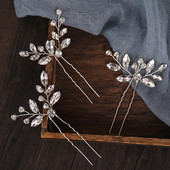 3 vnt. Mados Sidabrinės Spalvos Krištolinės Tiaros Plaukų segtukai Rankų darbo Vestuviniai Plaukų Aksesuarai Moteriški plaukų segtukai Dovanos Vakarėlio lazdelė