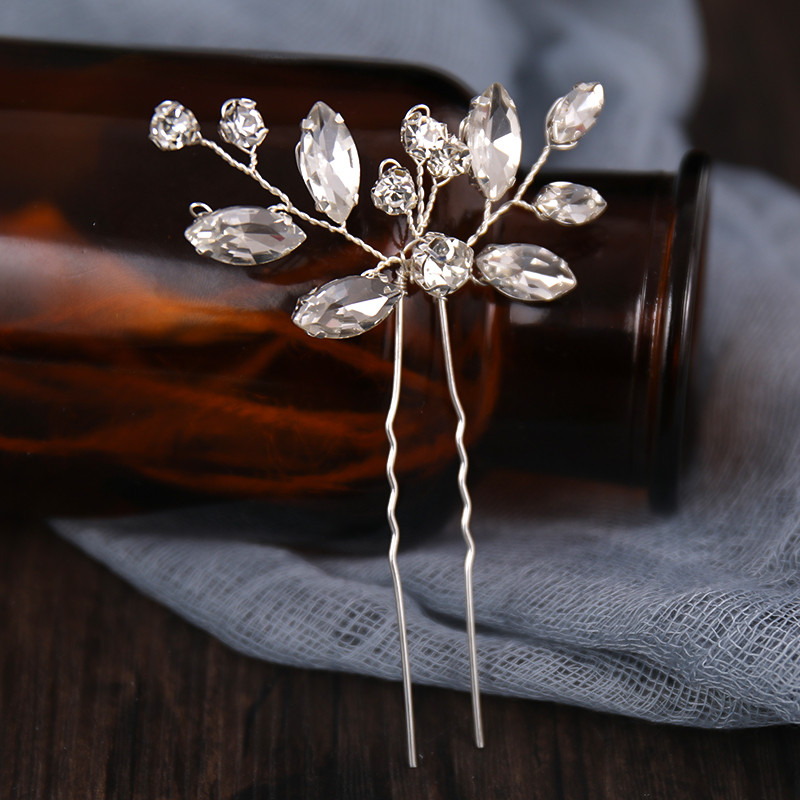 3 vnt. Mados Sidabrinės Spalvos Krištolinės Tiaros Plaukų segtukai Rankų darbo Vestuviniai Plaukų Aksesuarai Moteriški plaukų segtukai Dovanos Vakarėlio lazdelė