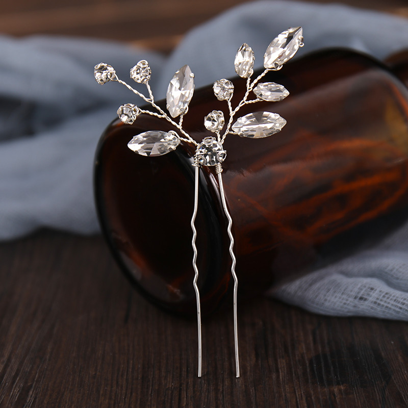 3 vnt. Mados Sidabrinės Spalvos Krištolinės Tiaros Plaukų segtukai Rankų darbo Vestuviniai Plaukų Aksesuarai Moteriški plaukų segtukai Dovanos Vakarėlio lazdelė