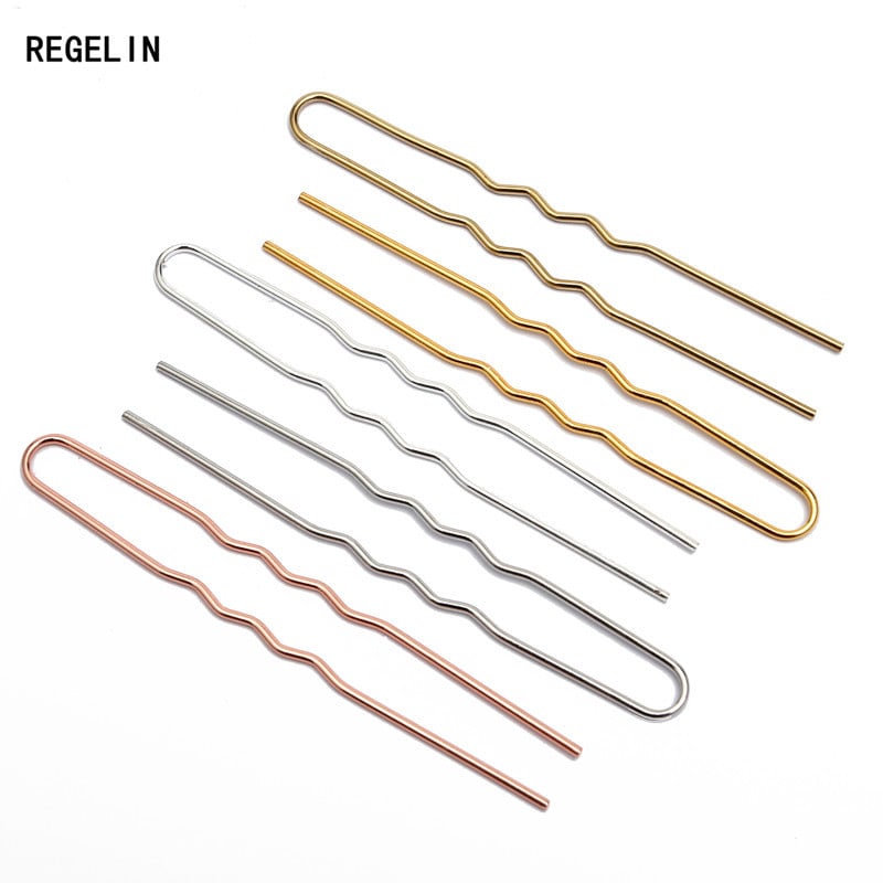 REGELIN 70mm*1,2mm nyers sárgaréz rózsa arany színű hajrudak U alakú hajtűk üres alapbeállítás női ékszer tömb 50db/tétel