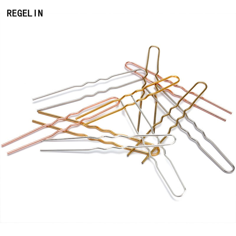 REGELIN 70mm*1,2mm nyers sárgaréz rózsa arany színű hajrudak U alakú hajtűk üres alapbeállítás női ékszer tömb 50db/tétel