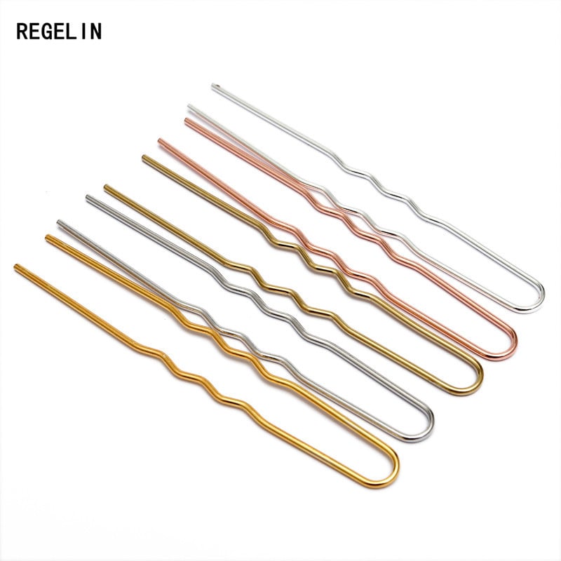 REGELIN 70mm*1,2mm nyers sárgaréz rózsa arany színű hajrudak U alakú hajtűk üres alapbeállítás női ékszer tömb 50db/tétel
