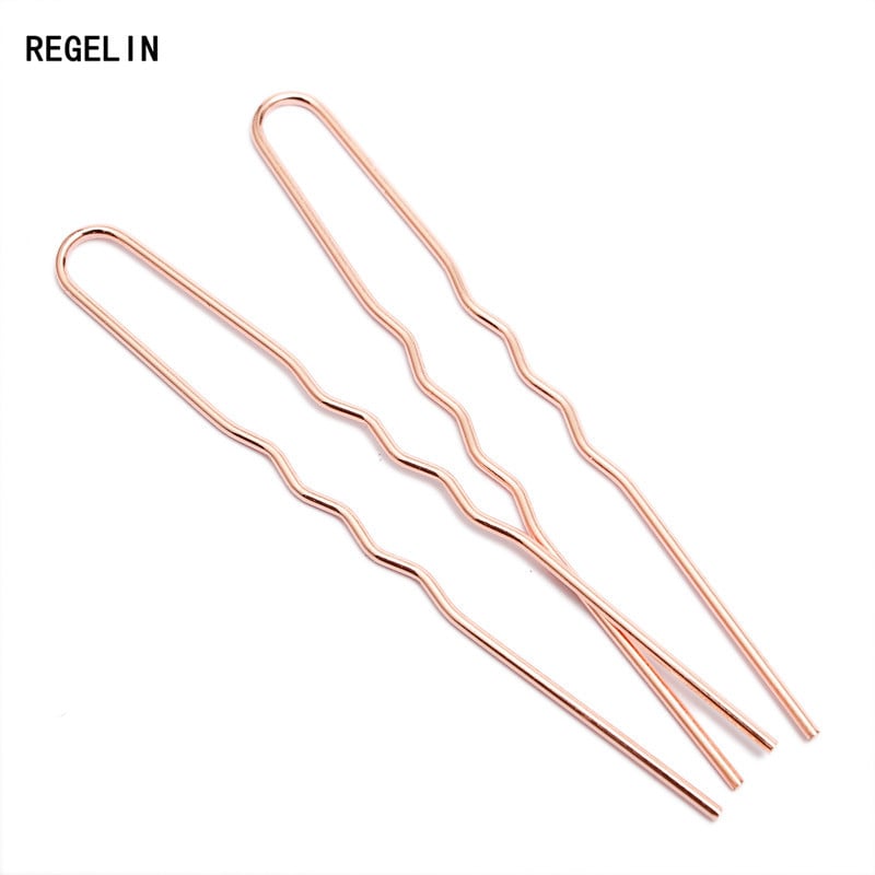 REGELIN 70mm*1,2mm nyers sárgaréz rózsa arany színű hajrudak U alakú hajtűk üres alapbeállítás női ékszer tömb 50db/tétel