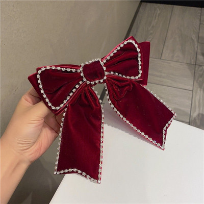 Nauji aksominiai lankeliai plaukų segtukai moterims mergaičių Kalnų krištolo imitacijos perlų plaukų segtukai Madingi nuotakos vestuvių vakarėlio plaukų aksesuarai