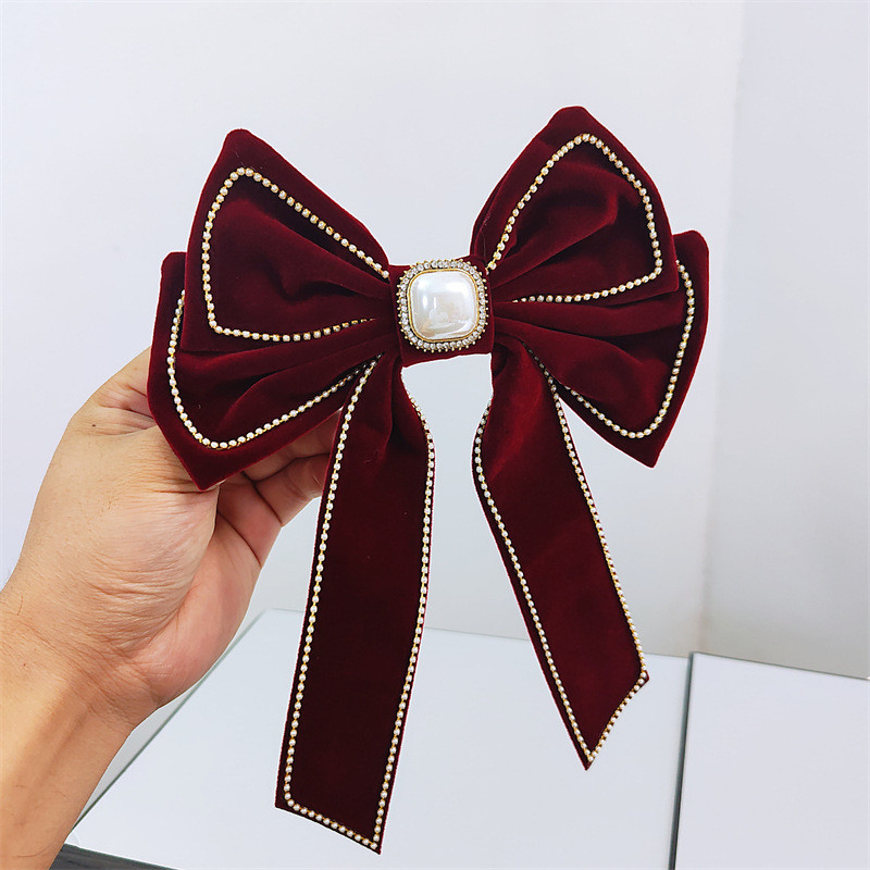 Nauji aksominiai lankeliai plaukų segtukai moterims mergaičių Kalnų krištolo imitacijos perlų plaukų segtukai Madingi nuotakos vestuvių vakarėlio plaukų aksesuarai