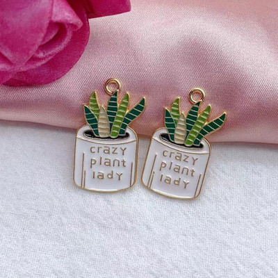 10vnt lydinio emalio žavesys žalias augalas kaktusas auskarai pakabukas pasidaryk pats papuošalai aksesuarai papuošalams gaminti auskarų pakabukai