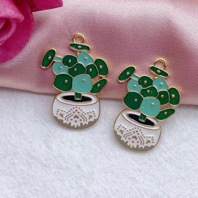 10vnt lydinio emalio žavesys žalias augalas kaktusas auskarai pakabukas pasidaryk pats papuošalai aksesuarai papuošalams gaminti auskarų pakabukai