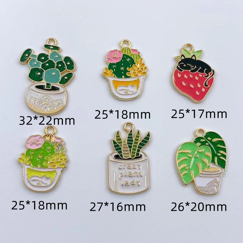 10vnt lydinio emalio žavesys žalias augalas kaktusas auskarai pakabukas pasidaryk pats papuošalai aksesuarai papuošalams gaminti auskarų pakabukai