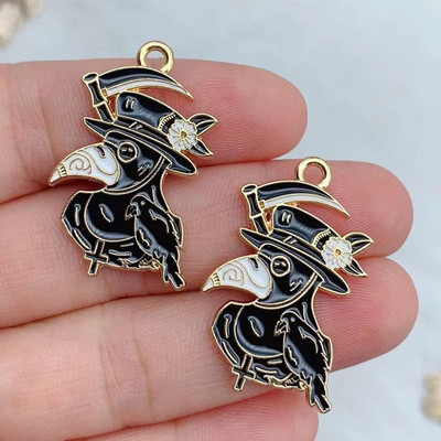 10 vnt Gotikos stiliaus mėnulio kaukolės varnos emalio pakabukai, skirti pasidaryk pats papuošalams gaminti Auskarai, karoliai, apyrankės, raktų pakabukai, pakabukai, priedai