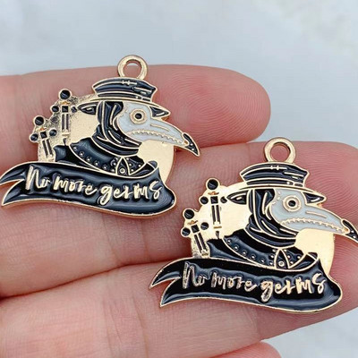 10 vnt Gotikos stiliaus mėnulio kaukolės varnos emalio pakabukai, skirti pasidaryk pats papuošalams gaminti Auskarai, karoliai, apyrankės, raktų pakabukai, pakabukai, priedai