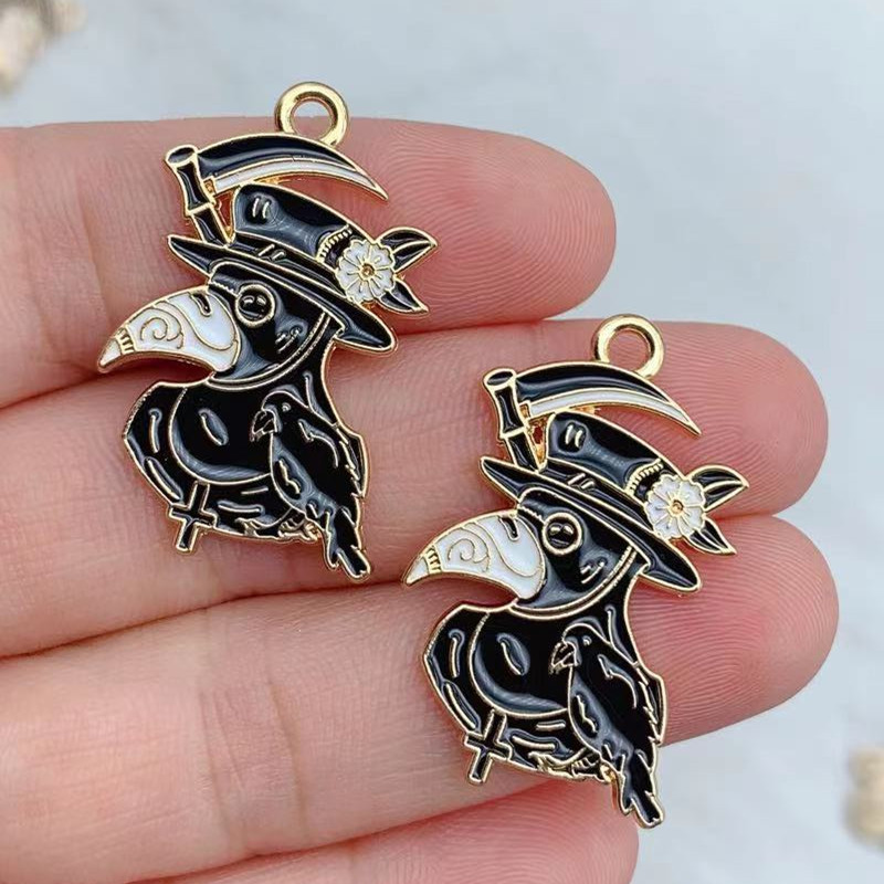 10 vnt Gotikos stiliaus mėnulio kaukolės varnos emalio pakabukai, skirti pasidaryk pats papuošalams gaminti Auskarai, karoliai, apyrankės, raktų pakabukai, pakabukai, priedai