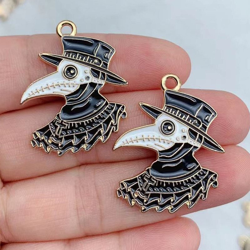 10 vnt Gotikos stiliaus mėnulio kaukolės varnos emalio pakabukai, skirti pasidaryk pats papuošalams gaminti Auskarai, karoliai, apyrankės, raktų pakabukai, pakabukai, priedai