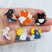 10 vnt Emalio Saulės Mėnulio Debesis Triušio Gėlės Žuvies žavesys papuošalų Gamybai Madingi Karoliai Pakabukai Auskarai Pakabukai Pasidaryk pats priedai