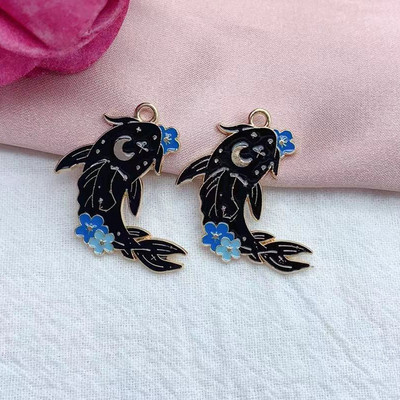 10 vnt Emalio Saulės Mėnulio Debesis Triušio Gėlės Žuvies žavesys papuošalų Gamybai Madingi Karoliai Pakabukai Auskarai Pakabukai Pasidaryk pats priedai