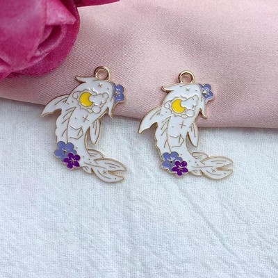 10 vnt Emalio Saulės Mėnulio Debesis Triušio Gėlės Žuvies žavesys papuošalų Gamybai Madingi Karoliai Pakabukai Auskarai Pakabukai Pasidaryk pats priedai