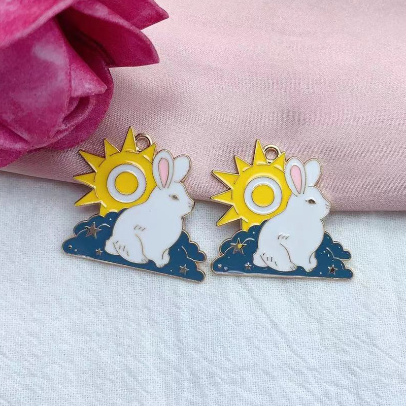 10 vnt Emalio Saulės Mėnulio Debesis Triušio Gėlės Žuvies žavesys papuošalų Gamybai Madingi Karoliai Pakabukai Auskarai Pakabukai Pasidaryk pats priedai