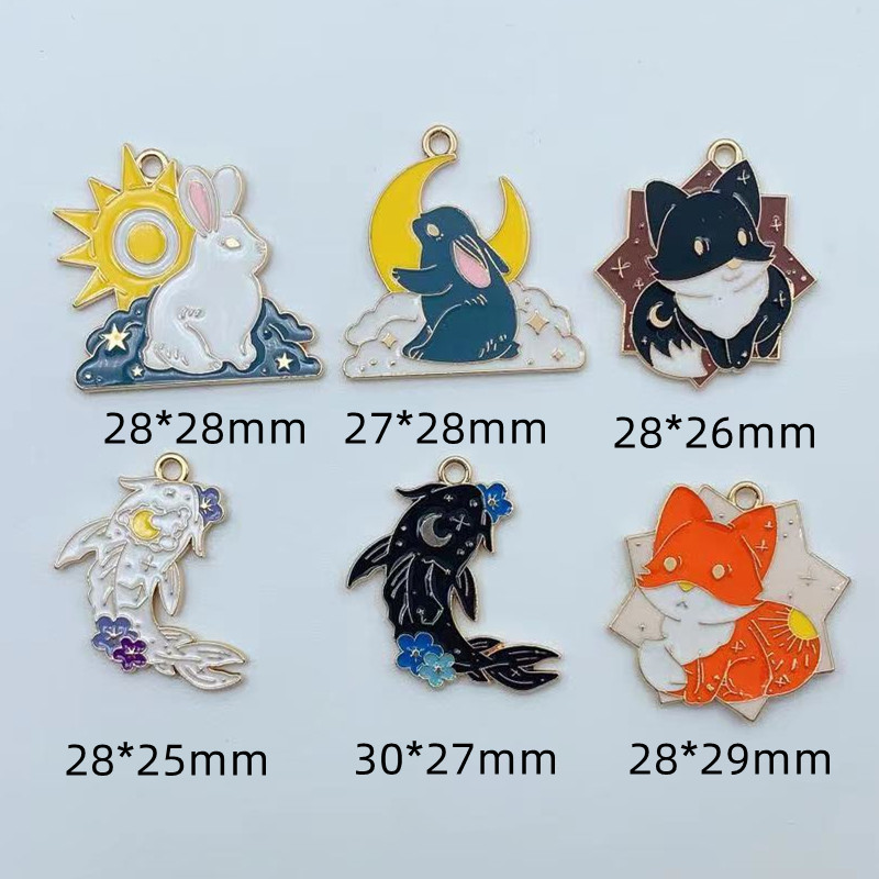 10 vnt Emalio Saulės Mėnulio Debesis Triušio Gėlės Žuvies žavesys papuošalų Gamybai Madingi Karoliai Pakabukai Auskarai Pakabukai Pasidaryk pats priedai