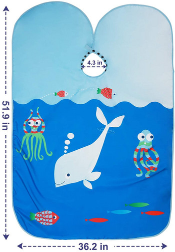 Κομμωτήριο Κουρέας Επαγγελματικό Παιδικό Κουμπί Αδιάβροχο Ακρωτήρι Κομμωτήριο Κομμωτήριο Σάλι Εργαλείο κούρεμα με μοτίβο καρχαρία