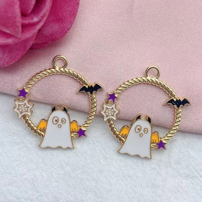 10 vnt. lydinio varvantis aliejus, Helovino žavesys Cat Witch, pasidaryk pats, papuošalų priedai „He Witch Black Cat“ Nugaros vaizdas lanko pakabukas