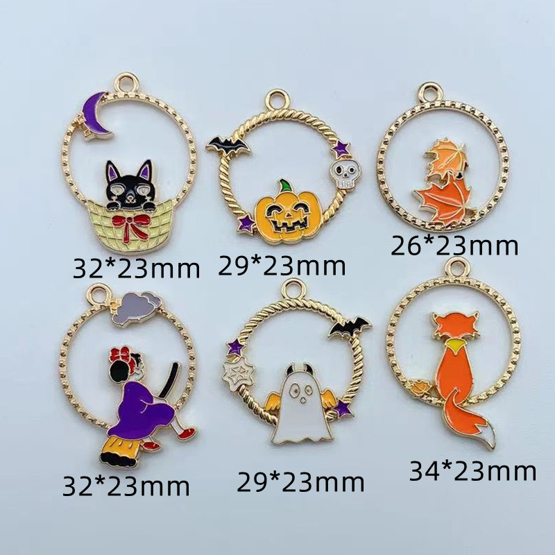 10 vnt. lydinio varvantis aliejus, Helovino žavesys Cat Witch, pasidaryk pats, papuošalų priedai „He Witch Black Cat“ Nugaros vaizdas lanko pakabukas