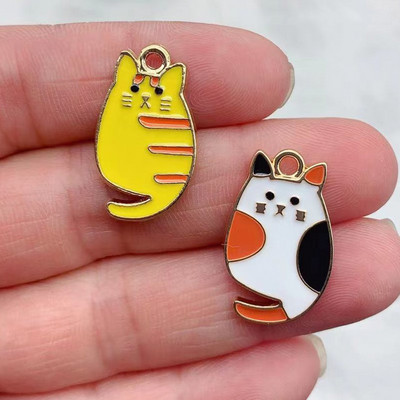 10 vnt. Mielas katės žavesys papuošalams gaminti auskarai pakabukas, karoliai, apyrankės, priedai, amatų reikmenys, emalio papuošalai