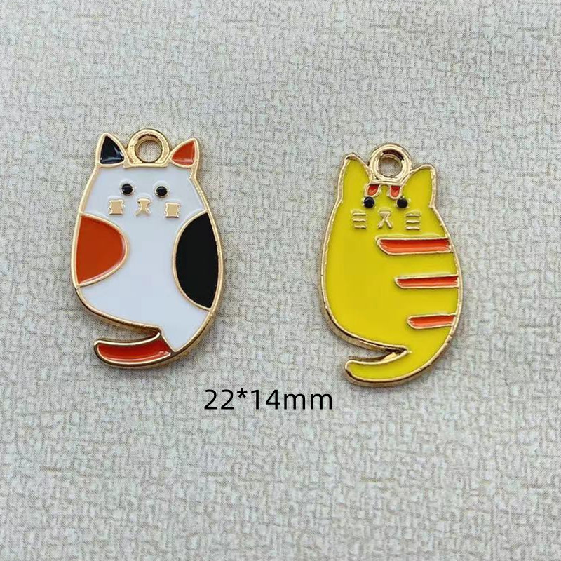 10 vnt. Mielas katės žavesys papuošalams gaminti auskarai pakabukas, karoliai, apyrankės, priedai, amatų reikmenys, emalio papuošalai