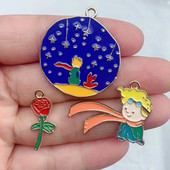 10 vnt. lydinio lašinamas aliejus animacinių filmų planeta Mažojo princo auskarai pakabukas „pasidaryk pats“ dizainerio rankų darbo aksesuarų raktų pakabuko apyrankė