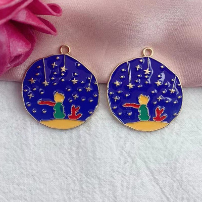 10 vnt. lydinio lašinamas aliejus animacinių filmų planeta Mažojo princo auskarai pakabukas „pasidaryk pats“ dizainerio rankų darbo aksesuarų raktų pakabuko apyrankė