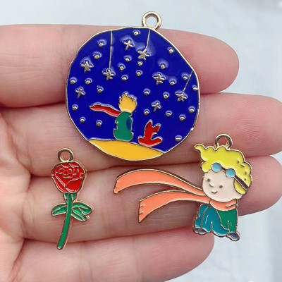 10 vnt. lydinio lašinamas aliejus animacinių filmų planeta Mažojo princo auskarai pakabukas „pasidaryk pats“ dizainerio rankų darbo aksesuarų raktų pakabuko apyrankė