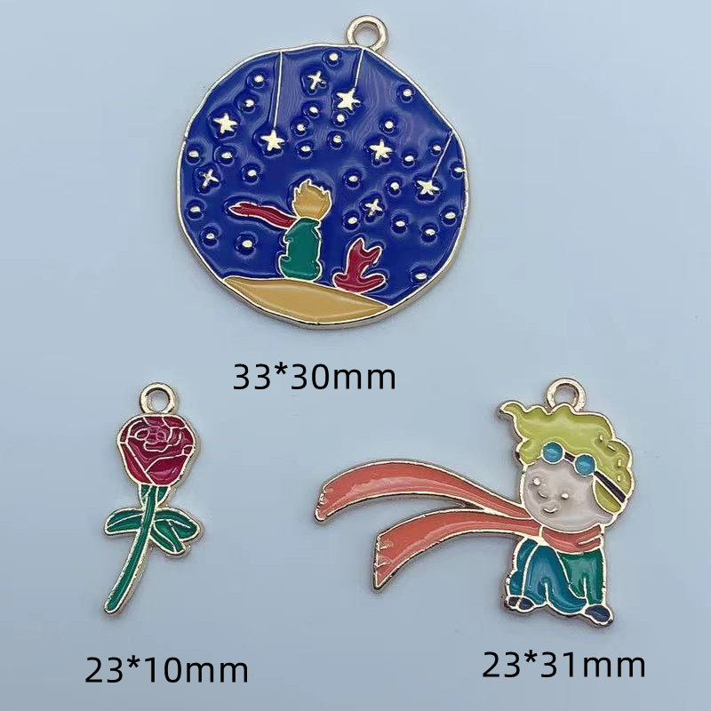 10 vnt. lydinio lašinamas aliejus animacinių filmų planeta Mažojo princo auskarai pakabukas „pasidaryk pats“ dizainerio rankų darbo aksesuarų raktų pakabuko apyrankė