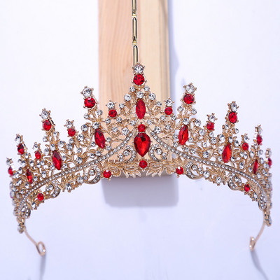 Luxus Színes kristály strassz koronák Esküvői hajkiegészítők Princess Queen Diadems Barokk Fekete Tiaras Női Ékszerek