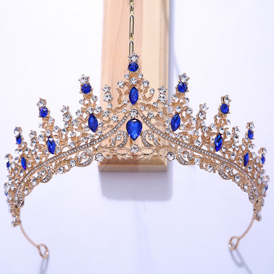 Luxus Színes kristály strassz koronák Esküvői hajkiegészítők Princess Queen Diadems Barokk Fekete Tiaras Női Ékszerek